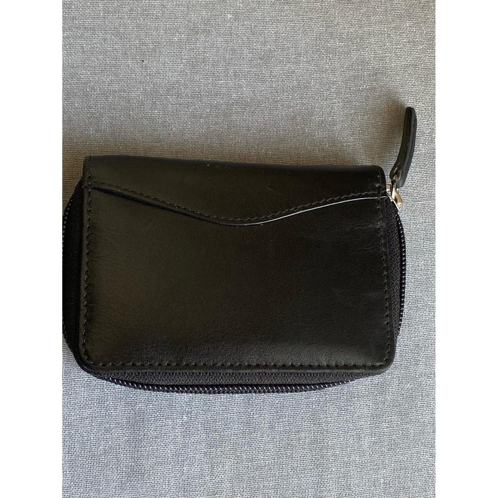 RFID Leather Card Wallet Small Black Career Travel Daily Bag sku1